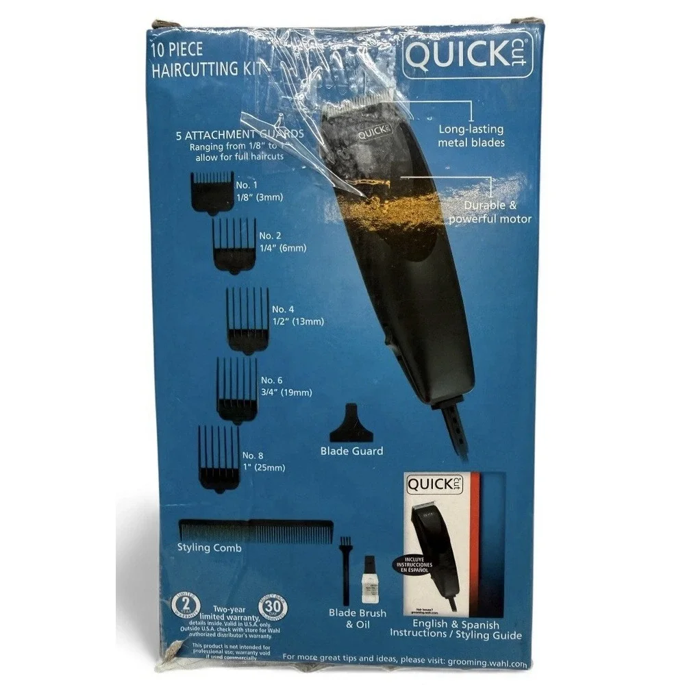 Wahl Quick Cut Kit 10 Piece‎ Haircutting Cut Hair Clippers 9314-1501 - No Comb